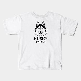 Husky Mom Line Art Kids T-Shirt